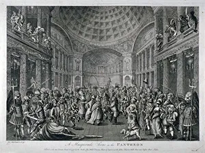 Masquerade Gallery: Scene of a masquerade at the Pantheon, Oxford Street, Westminster, London, 1773. Artist