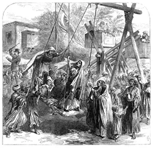 Stilts Prints: Scene at the Mohammedan festival of the Bairam, at Alexandria, 1869. Creator: Unknown