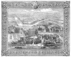 Scene from Mr. Mark Lemon's About London': Whitehall as it appeared before the fire of 1691, (1862) Creator: Unknown. Scene from Mr. Mark Lemon's About London': Whitehall as it appeared before the fire of 1691, (1862) Creator: Unknown