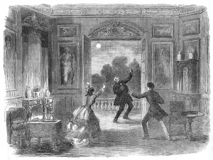 Scene from the new drama of The Old Chateau, at the Haymarket Theatre, 1854. Creator: Unknown. Scene from the new drama of The Old Chateau, at the Haymarket Theatre, 1854. Creator: Unknown
