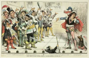 Independent Prints: Scene from the New National Operetta, from Puck, 1883. Creator: Joseph Keppler
