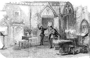 Candlesticks Prints: Scene from the New Play of The First Printer