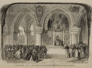 Scene from the Opera Don Carlos by Giuseppe Verdi. Paris, Theatre de l Opera-Le Peletier, 11. 03. 1867