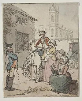 Hand Coloured With Watercolour Prints: Scene Outside an Inn. Creator: Henry William Bunbury (British, 1750-1811)