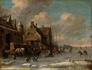 Manger Prints: Scene outside an inn in winter, 1681. Creator: Thomas Heeremans