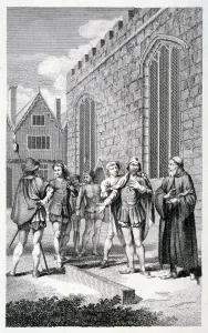 Lord Hastings Prints: Scene outside the Tower of London, depicting the beheading of Lord Hastings, 1483 (c1850)
