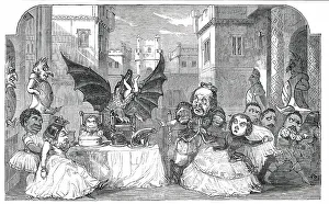 Scene from the Pantomime of Harlequin and the Dragon of Wantley, at Sadler's Wells Theatre, 1850. Creator: Unknown. Scene from the Pantomime of Harlequin and the Dragon of Wantley, at Sadler's Wells Theatre, 1850. Creator: Unknown