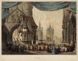 1858 Prints: Scene from the premiere of the Opera La Juive by Fromental Halévy on Feb 23
