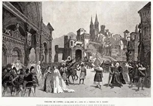 Scene from the premiere of the Opera Le Cid by Jules Massenet, 1885. Creator: Bayard, Émile-Antoine (1837-1891)
