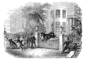 Jumping Prints: Scene in Privy Gardens, Whitehall, on Sunday last, 27 April 1844. Creator: Unknown