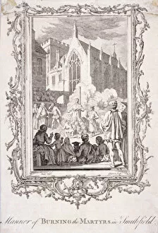 Queen Of England And Ireland Collection: Scene of protestants being burnt at Smithfield, 16th century, (c1760)