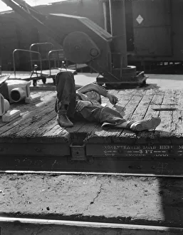 Scene in railroad yard, Sacramento, California, 1936. Creator: Dorothea Lange