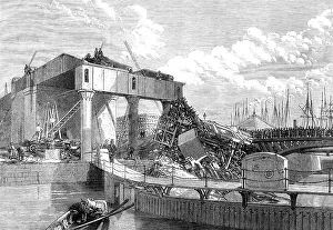 Hydraulic Prints: Scene of the railway accident at Swansea, 1865. Creator: Unknown