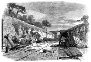 Steam Locomotives Prints: Scene of the recent railway accident at Winchburgh