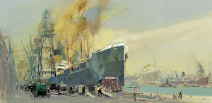 East London Prints: A scene in the Royal Albert Dock, London, 1929, 1929. Creator: William Walcot