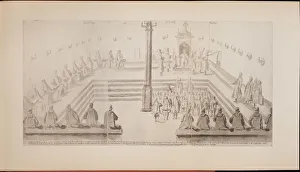 A scene at the royal court of Tsar Alexis Mikhailovich (Illustration from the Meierbergs Album), 1662. Artist: Meierberg, Augustin, von (1612?1688)