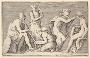 Metropolitan Prints: Scene of Sacrifice with Warrior Killing Ram and Four Other Figures, published ca