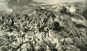 Craig Gallery: The Scene on Spion Kop - Major Thorneycrofts Desperate Situation, 1900. Creator: Frank Craig