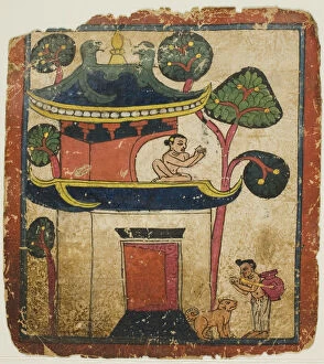 Naive Art Collection: Scene from the Story of Buddha Ushnisha, from a Set of Initiation Cards (Tsakali)