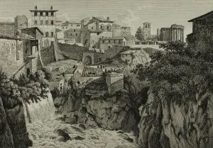 Cascades Prints: Scene of the Temple of Vesta at Tivoli Facing the Cascades