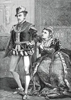 Scene from Tennyson's Queen Mary at the Lyceum Theatre, 1876. Creator: Unknown. Scene from Tennyson's Queen Mary at the Lyceum Theatre, 1876. Creator: Unknown