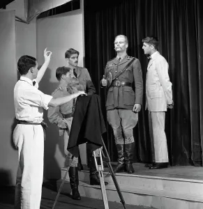 A scene from the Terence Rattigan play, Ross, Worksop College, Nottinghamshire, 1963