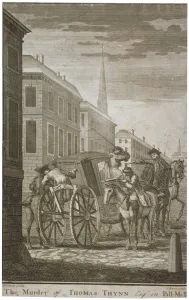 Pall Mall Gallery: Scene of Thomas Thynnes murder in Pall Mall, Westminster, London, 1682 (c1775)