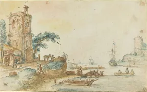 Avercamp Hendrick Prints: Scene with a Tower to the Left, c. 1620. Creator: Hendrick Avercamp