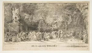 Scene in the Tuileries: The Chairs, 1760. Creator: Gabriel de Saint-Aubin
