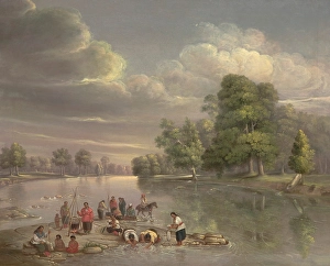 Campfire Prints: Scene on the Wabash, about 1848. Creator: George Winter