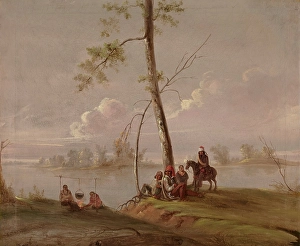 Campfire Prints: Scene on the Wabash, near Pipe Creek, probably 1840s. Creator: George Winter