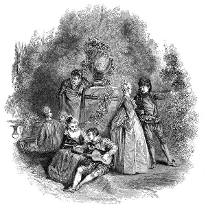 Jean Antonie Watteau Prints: Scene from Watteau'in 1644, 1844. Creator: W. J. Linton