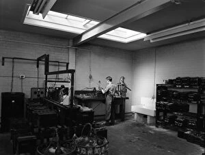 Battery Collection: Scene in the workshops of Globe & Simpson auto electricians, Lincoln, Lincolnshire, 1961