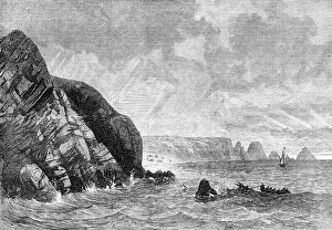 Shipwrecked Prints: Scene of the wreck of the Gorgone, French man-of-war, 1870. Creator: Unknown