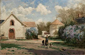 Scenery outside Paris with woman and animals, 1850-1896. Creator: Aleksey Bogolyubov