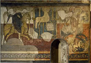 Images Dated 25th March 2015: Scenes of the Apocalypse, murals in the side of the nave, Polinya 1122