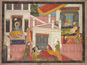 Kangra Prints: Scenes from the Birth of Krishna, c. 1840. Creator: Unknown