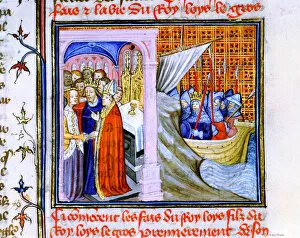 Two scenes from the Chronique de St Denis, late 14th century
