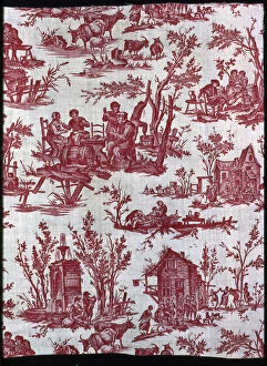 Beer Gallery: Scenes Flamandes (Furnishing Fabric), France, 1775. Creator: Christophe-Philippe Oberkampf