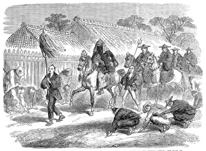 Banners Prints: Scenes in Japan: the Governor of Kanagawa and suite going to a fire - by our special artist