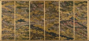 Kyoto Prints: Scenes in and around Kyoto, One of a pair of six-section folding screens