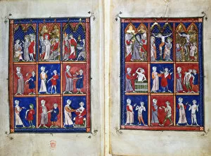 Scenes from the life of Christ, and doctors with patients, c1300