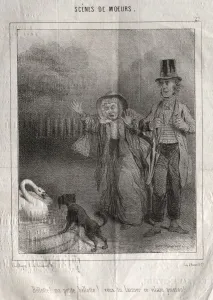 Charles Joseph Traviès De Villers Gallery: Scenes de moeurs: Bellotte! ma petite Bellote! veux-tu laisser ce vilain poisson