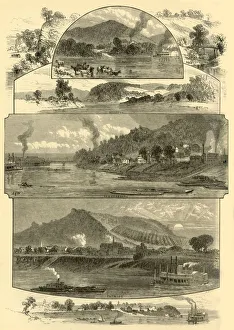 Paddle Steamers Prints: Scenes on the Ohio, Above and Below Cincinnati, 1874. Creator: John Filmer
