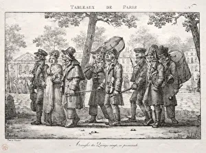 Scenes of Paris: Blind Men from the Quinze Vingts, Walking. Creator: Jean Henri Marlet (French