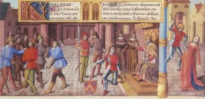 Hose Prints: Scenes from Roman history, 1475. Creator: Unknown