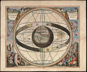 Scenography of the Ptolemaic cosmography (From Andreas Cellarius Harmonia Macrocosmica), c. 1660