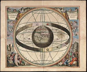 Scenography of the Ptolemaic cosmography (From Andreas Cellarius Harmonia Macrocosmica), c. 1660. Artist: Loon, Johannes van (c. 1611-1686)