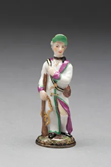 Male Likeness Prints: Scent Bottle: Huntsman, Ludwigsburg, c. 1775. Creator: Ludwigsburg Porcelain Factory