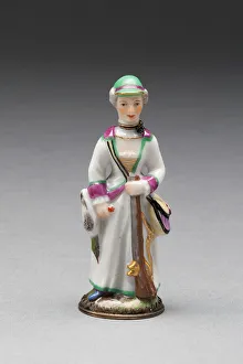 Perfume Bottle Prints: Scent Bottle: Huntswoman, Ludwigsburg, c. 1775. Creator: Ludwigsburg Porcelain Factory